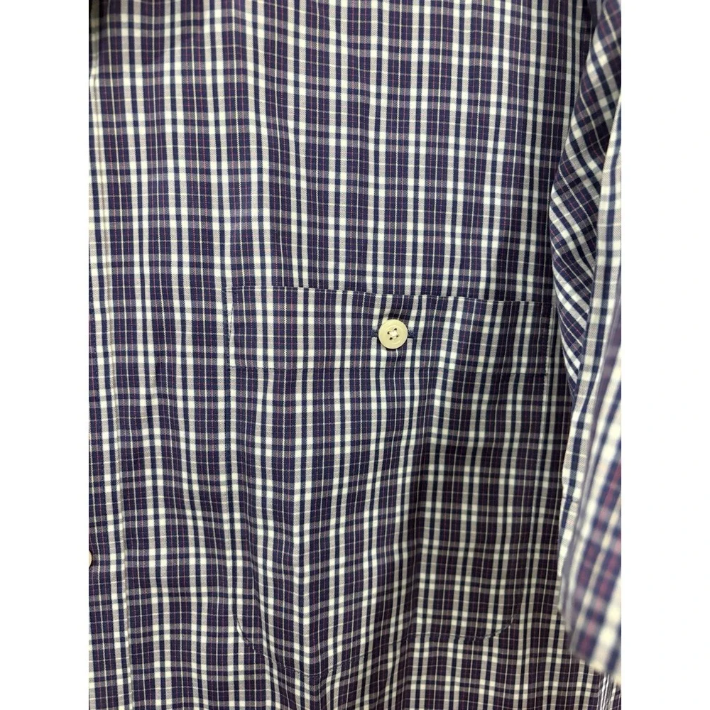 Orvis Men's XL Blue Purple Tattersall Plaid Button Up Shirt Short Sleeve